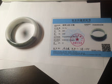 Load image into Gallery viewer, 54.8mm certified type A 100% Natural oily dark green/white(半山半水) chubby Jadeite Jade bangle C82-4436
