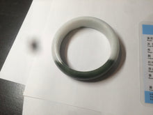 Load image into Gallery viewer, 54.8mm certified type A 100% Natural oily dark green/white(半山半水) chubby Jadeite Jade bangle C82-4436
