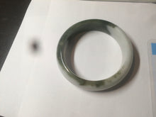 Load image into Gallery viewer, 54.8mm certified type A 100% Natural oily dark green/white(半山半水) chubby Jadeite Jade bangle C82-4436
