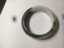 Load image into Gallery viewer, 54.8mm certified type A 100% Natural oily dark green/white(半山半水) chubby Jadeite Jade bangle C82-4436
