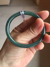 Load image into Gallery viewer, 50.5mm Certified Type A 100% Natural dark green/blue/gray Guatemala slim round cut oval Jadeite bangle BP195-2469
