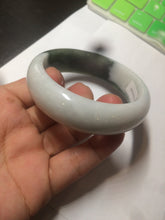 Load image into Gallery viewer, 54.8mm certified type A 100% Natural oily dark green/white(半山半水) chubby Jadeite Jade bangle C82-4436
