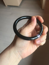Load image into Gallery viewer, 58.5mm 100% Natural dark green/black meteorite Stellar Night sky round cut nephrite bangle HF105-8794
