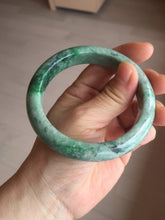 Load image into Gallery viewer, 60.5mm certified Type A 100% Natural sunny green gray black Jadeite Jade bangle BS81-9872
