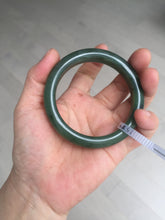 Load image into Gallery viewer, 56.3mm certified 100% Natural dark green black (碧玉) round cut nephrite Jade bangle HT104-1584
