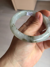 Load image into Gallery viewer, 56.5mm 100% natural type A icy watery light green/brown/black seaweed jadeite jade bangle Q139-5250
