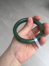 Load image into Gallery viewer, 56.3mm certified 100% Natural dark green black (碧玉) round cut nephrite Jade bangle HT104-1584
