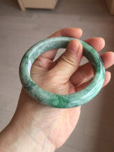 Load image into Gallery viewer, 60.5mm certified Type A 100% Natural sunny green gray black Jadeite Jade bangle BS81-9872
