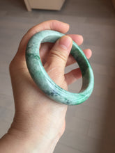 Load image into Gallery viewer, 60.5mm certified Type A 100% Natural sunny green gray black Jadeite Jade bangle BS81-9872
