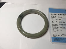 Load image into Gallery viewer, 54mm Certified Type A 100% Natural dark green gray round cut Jadeite bangle AU45-0896
