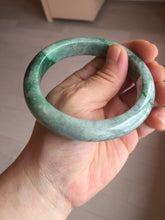 Load image into Gallery viewer, 60.5mm certified Type A 100% Natural sunny green gray black Jadeite Jade bangle BS81-9872
