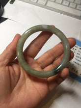 Load image into Gallery viewer, 54mm Certified Type A 100% Natural dark green gray round cut Jadeite bangle AU45-0896
