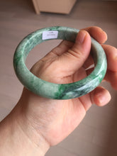 Load image into Gallery viewer, 60.5mm certified Type A 100% Natural sunny green gray black Jadeite Jade bangle BS81-9872
