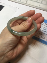 Load image into Gallery viewer, 52mm Certified Type A 100% Natural icy watery light green/dark green/black oval Jadeite bangle PD108-8546
