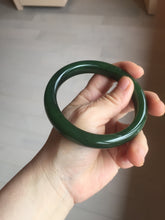 Load image into Gallery viewer, 63mm certified 100% Natural dark green(碧玉) black nephrite Jade bangle HF107-0882
