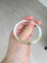 Load image into Gallery viewer, 51mm certified 100% natural type A icy watery light yellow/green/white slim oval round cut jadeite jade bangle AD104-8093
