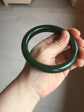 Load image into Gallery viewer, 63mm certified 100% Natural dark green(碧玉) black nephrite Jade bangle HF107-0882
