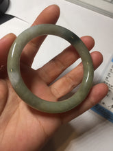 Load image into Gallery viewer, 54mm Certified Type A 100% Natural dark green gray round cut Jadeite bangle AU45-0896
