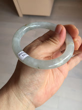 Load image into Gallery viewer, 54.7mm 100% natural type A icy watery light green/brown/black seaweed round cut jadeite jade bangle Q140-5253
