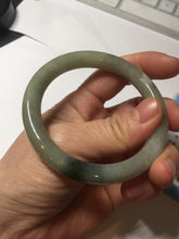 Load image into Gallery viewer, 54mm Certified Type A 100% Natural dark green gray round cut Jadeite bangle AU45-0896
