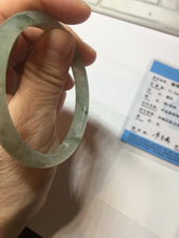 Load image into Gallery viewer, 52mm Certified Type A 100% Natural icy watery light green/dark green/black oval Jadeite bangle PD108-8546
