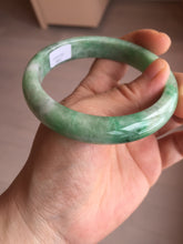 Load image into Gallery viewer, 59mm certified Type A 100% Natural sunny green white gray Jadeite Jade bangle BS80-9893
