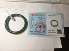 Load image into Gallery viewer, 56.3mm certified 100% Natural dark green black (碧玉) round cut nephrite Jade bangle HT104-1584
