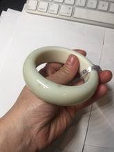 Load image into Gallery viewer, 57.7mm 100% Natural White/beige/brown silk milky flying dandelions chubby Hetian nephrite Jade bangle HE26
