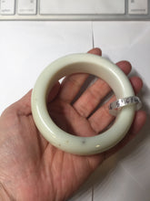 Load image into Gallery viewer, 57.7mm 100% Natural White/beige/brown silk milky flying dandelions chubby Hetian nephrite Jade bangle HE26
