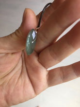 Load image into Gallery viewer, 21.6mm Type A 100% Natural oily dark green gray black(老油青) Jadeite Jade Safety Guardian Button donuts couple pendant PB196
