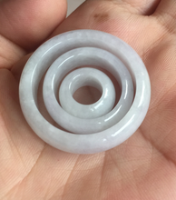 Load image into Gallery viewer, 33.6/23.5/14.7mm Type A 100% Natural light purple white Jadeite Jade concentric circle safety Guardian ring pendant set BK113
