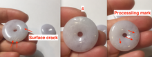 Load image into Gallery viewer, 22.3-26.6mm Type A 100% Natural light purple white Jadeite Jade Safety Guardian Button donuts Pendant BF136
