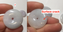 Load image into Gallery viewer, 22.3-26.6mm Type A 100% Natural light purple white Jadeite Jade Safety Guardian Button donuts Pendant BF136
