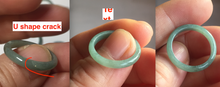 Load image into Gallery viewer, 15.9mm 5 1/4 100% natural type A icy watery green/blue icy watery Guatemala jadeite jade band ring group BL144
