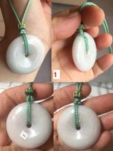 Load image into Gallery viewer, 27-34.5mm Type A 100% Natural green light brown Jadeite Jade Safety Guardian Button donuts Pendant group BL146
