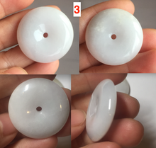 Load image into Gallery viewer, 27-34.5mm Type A 100% Natural green light brown Jadeite Jade Safety Guardian Button donuts Pendant group BL146
