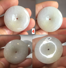 Load image into Gallery viewer, 27-34.5mm Type A 100% Natural green light brown Jadeite Jade Safety Guardian Button donuts Pendant group BL146
