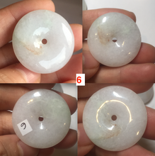 Load image into Gallery viewer, 27-34.5mm Type A 100% Natural green light brown Jadeite Jade Safety Guardian Button donuts Pendant group BL146
