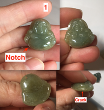 Load image into Gallery viewer, 100% Natural type A icy watery dark green/light green/yellow/white small happy Buddha (拇指佛) jadeite Jade pendant group AU18
