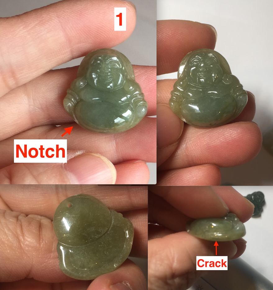 100% Natural type A icy watery dark green/light green/yellow/white small happy Buddha (拇指佛) jadeite Jade pendant group AU18