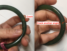 Load image into Gallery viewer, 57.2mm 100% Natural dark green(碧玉)  round cut nephrite Jade bangle HHF
