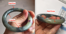 Load image into Gallery viewer, 56mm Certified 100% Natural black/gray sesame paste 芝麻糊 青花 round cut nephrite Jade bangle HHE106-5498
