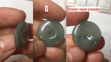 Load image into Gallery viewer, 21.6mm Type A 100% Natural oily dark green gray black(老油青) Jadeite Jade Safety Guardian Button donuts couple pendant PB196

