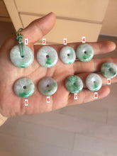 Load image into Gallery viewer, 19.3-22.4mm Type A 100% Natural sunny green/purple/gray Jadeite Jade Safety Guardian Button donuts Pendant group BL147
