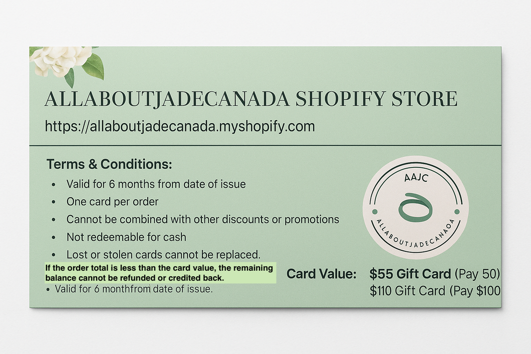 $55 Gift Card Pay - $50 and $110 Gift Card – Pay $100