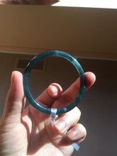 Load image into Gallery viewer, 52mm Certified Type A 100% Natural icy watery dark green/blue/gray Guatemala slim round cut Jadeite bangle PD55-5513
