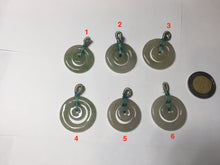 Load image into Gallery viewer, 24.8mm Type A 100% Natural oily light green/gray Jadeite Jade concentric circle safety Guardian ring Pendant (子母扣,同心环) AY96
