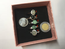 Load image into Gallery viewer, 100% natural type A icy watery green dark green four-prong jadeite jade ring group PB130
