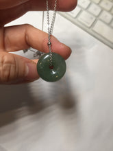 Load image into Gallery viewer, 19.4mm Type A 100% Natural dark green gray (老油青)Jadeite Jade Safety Guardian Button donuts pendant PA157
