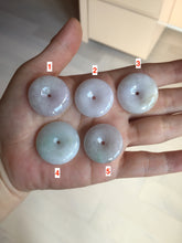 Load image into Gallery viewer, 23-26mm Type A 100% Natural light purple green yellow white Jadeite Jade Safety Guardian Button donuts Pendant group BP65
